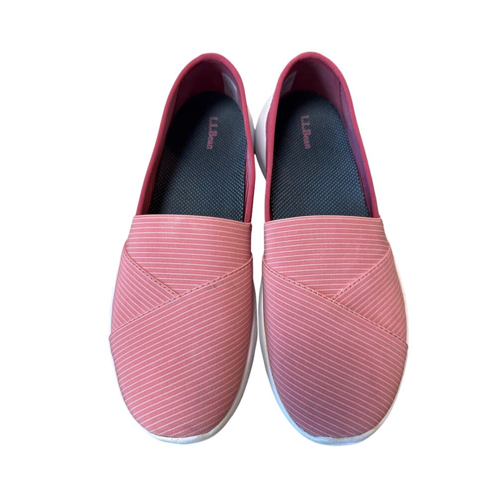 L.L.Bean Women’s Pink Striped Slip On Comfort Walking Casual Shoes Size 6.5 M